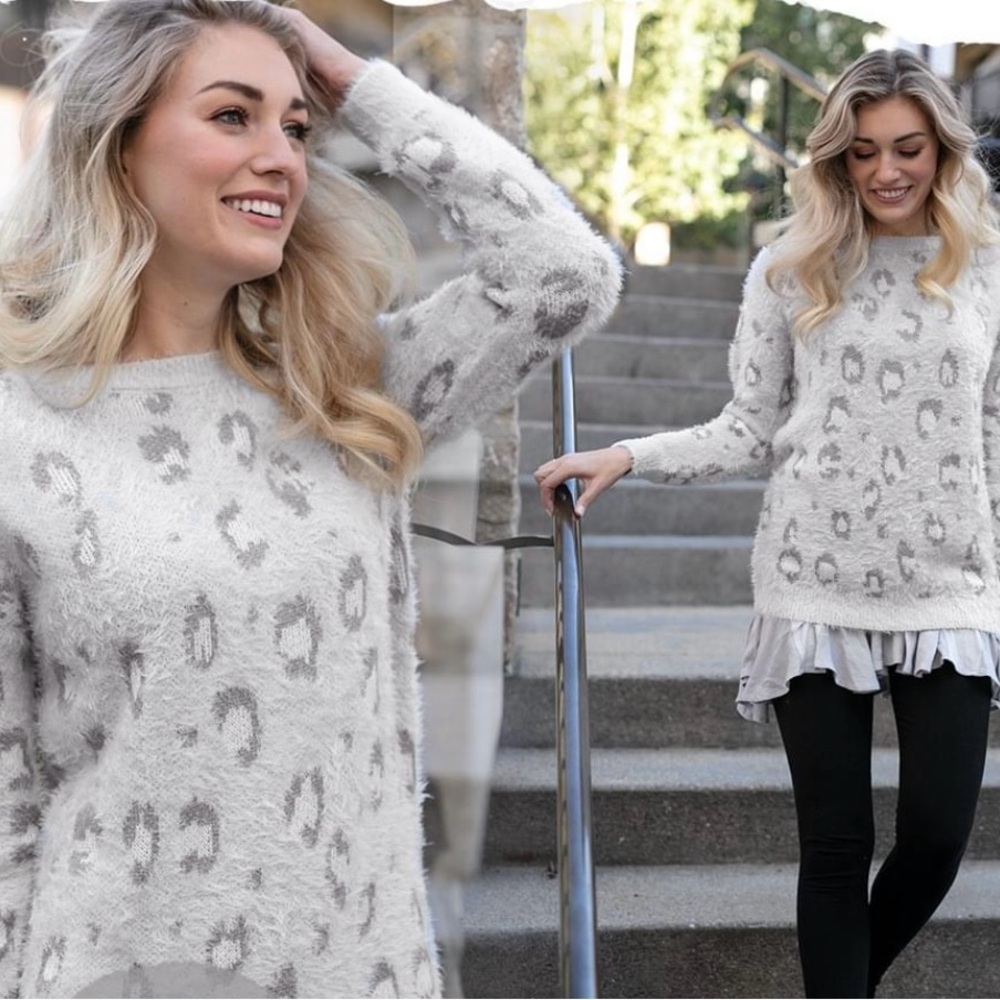 Grace and Lace snow leopard sweater